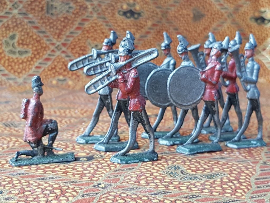 Militair muziekkorps mooi antiek Engels speelgoed van tin., Ophalen of Verzenden