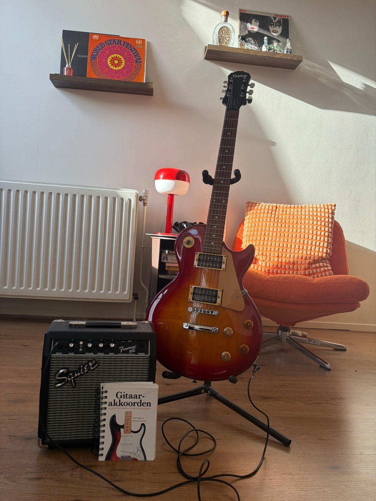 Epiphone Les Paul elektrische gitaar + accessoires, Ophalen, Gebruikt, Epiphone, Met versterker