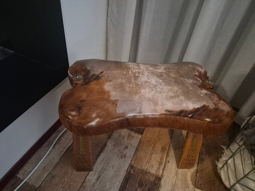Vintage Kamelenzadel Voetenbankje – Retro, Ophalen, Huis en Inrichting