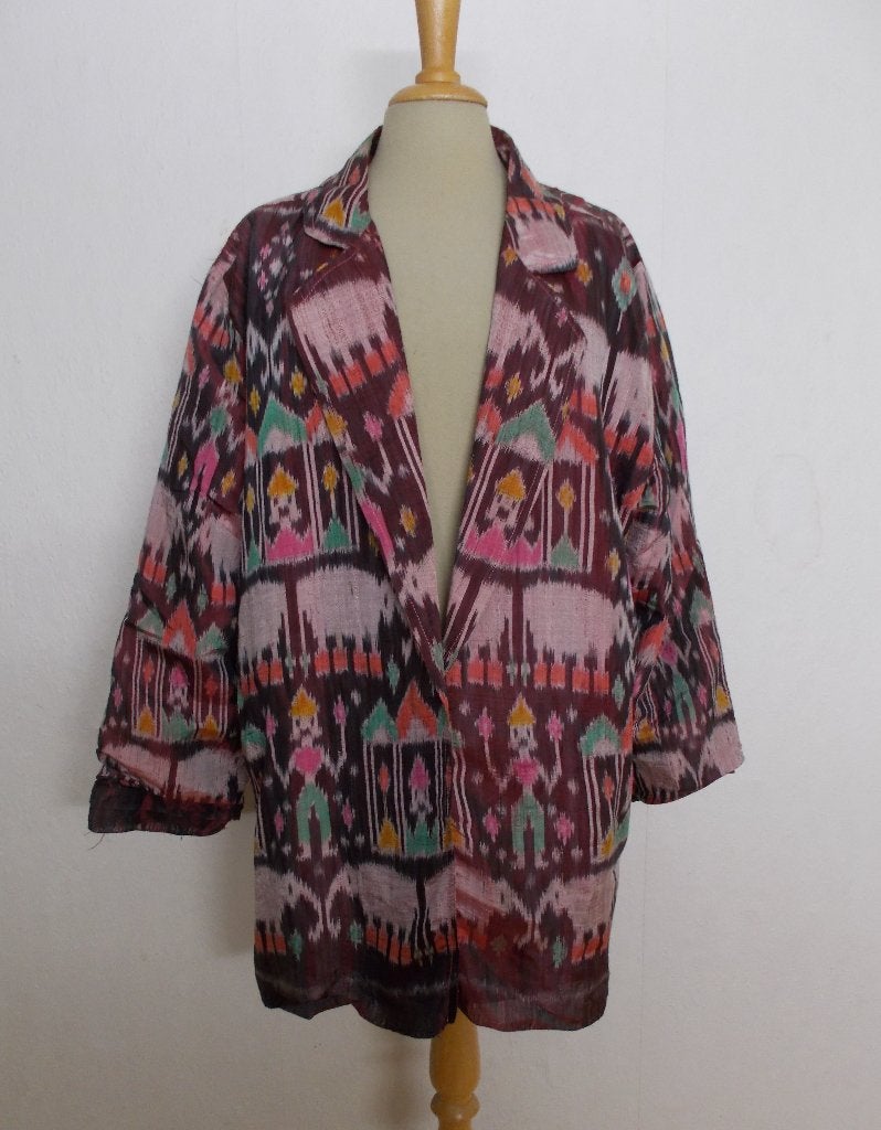 Ibiza/ethnic handgemaakte batik blazer/jasje! L/XL, Maat 42/44 (L), Zo goed als nieuw, Jasje, Meerkleurig