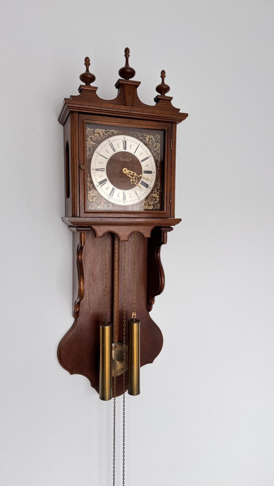 Vintage Wandklok 75cm slinger Eurobel Franz Hermle, Antiek en Kunst, Ophalen of Verzenden