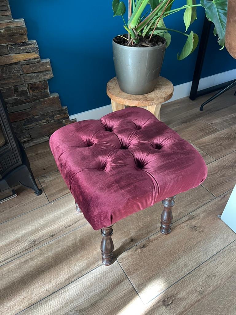 fluwelen barok kruk 43x43x45, Ophalen of Verzenden, Zo goed als nieuw, Rond, Minder dan 50 cm