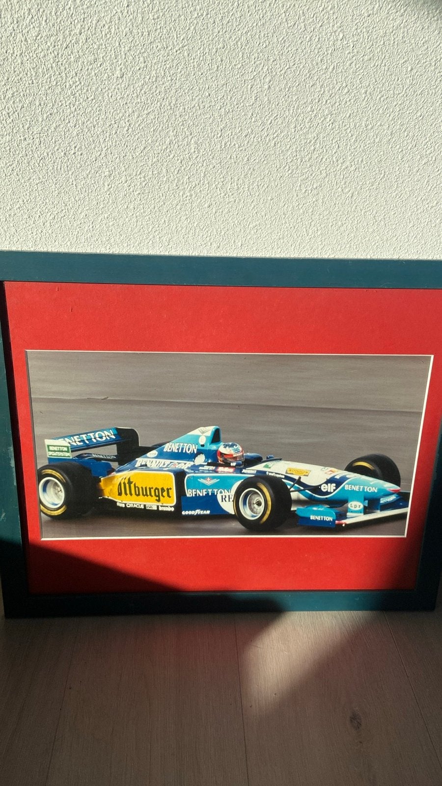 Ingelijste Formule 1 Benetton raceauto foto m schummacher, Antiek en Kunst, Kunst | Tekeningen en Foto's, Ophalen, Foto, Fotografie