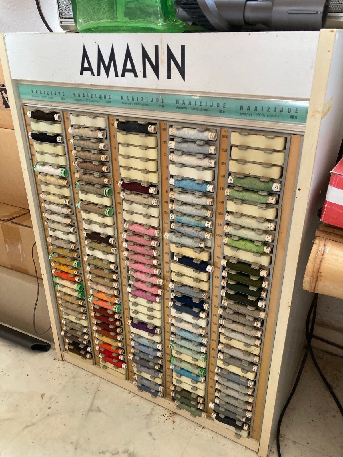 Vintage AMANN Naaizijde Display met Garen, Ophalen, Gebruikt, Garen of Naald(en)