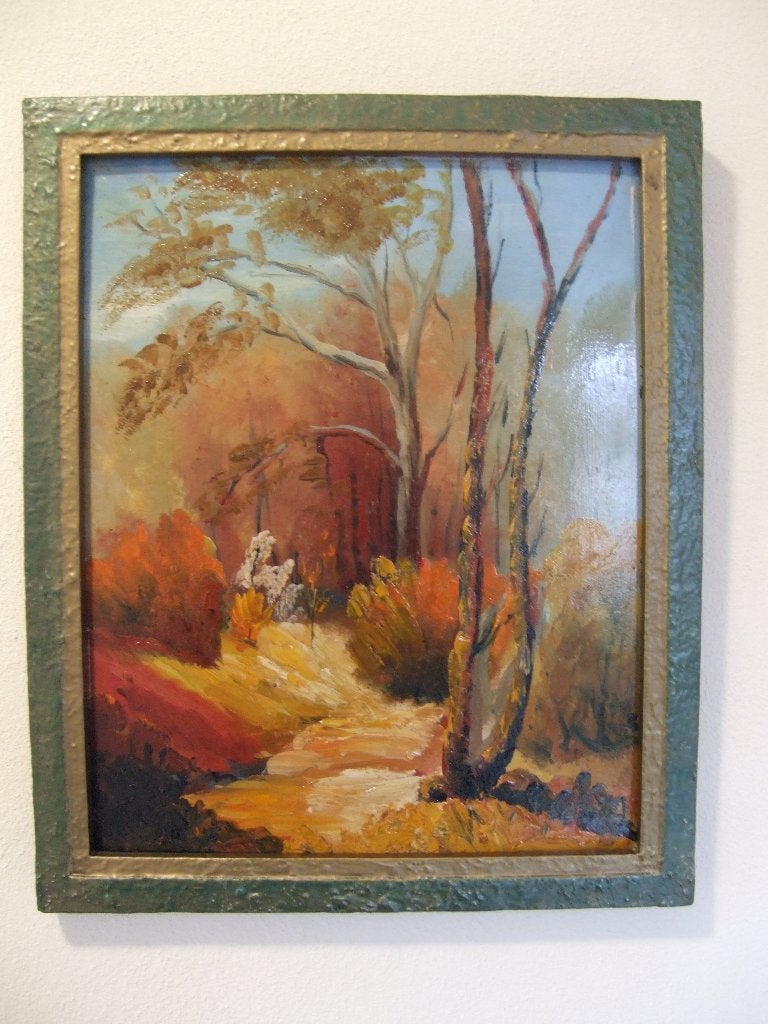 schilderij Van kunstschilder P.J.Lucas, Herfst, 1965., Paneel, Nederlandse school, Ophalen of Verzenden, Gesigneerd