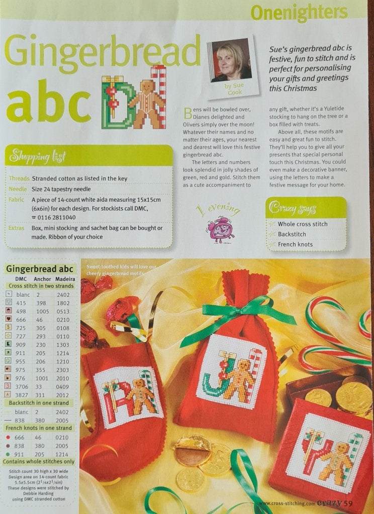Gingerbread Kerst ABC + 0 t/m 9 borduurpatroon, Ophalen, Nieuw, Handborduren, Patroon