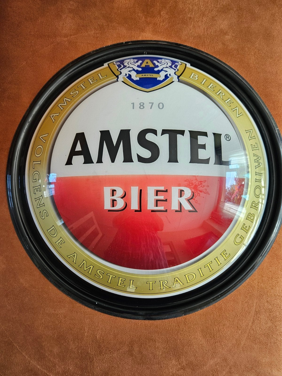 Vintage Amstel Bier Reclamebord - Rond, Verzamelen, Merken en Reclamevoorwerpen, Ophalen