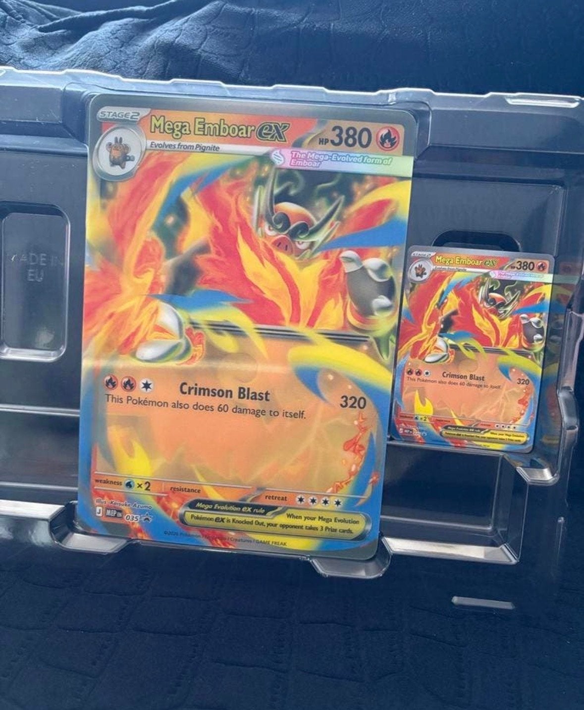 Mega Emboar EX Pokémon Kaart - Groot en Klein Formaat, Ophalen, Zo goed als nieuw, Meerdere kaarten