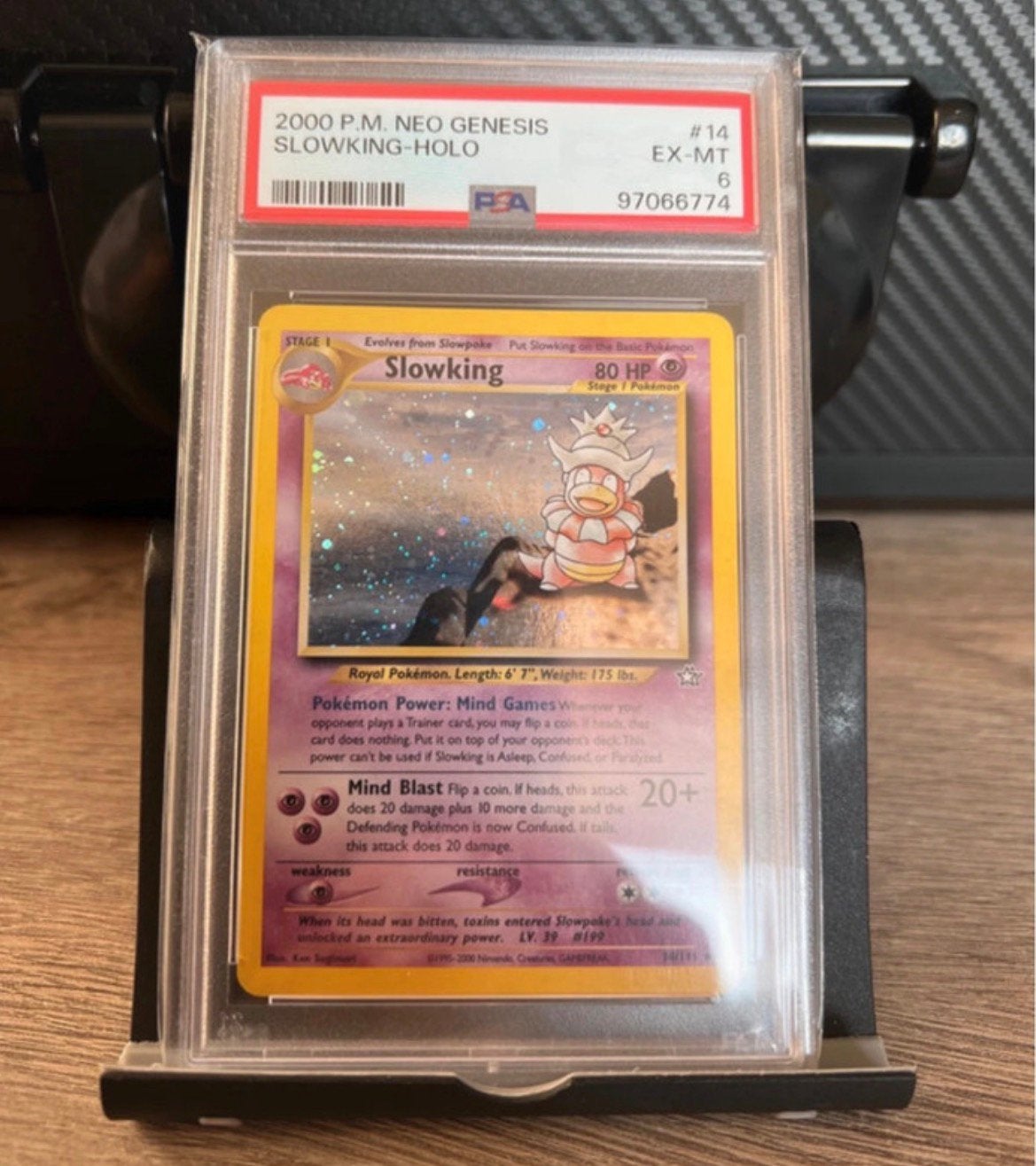 2000 Pokemon Neo Genesis Slowking - Holo PSA 6, Ophalen of Verzenden, Zo goed als nieuw, Losse kaart