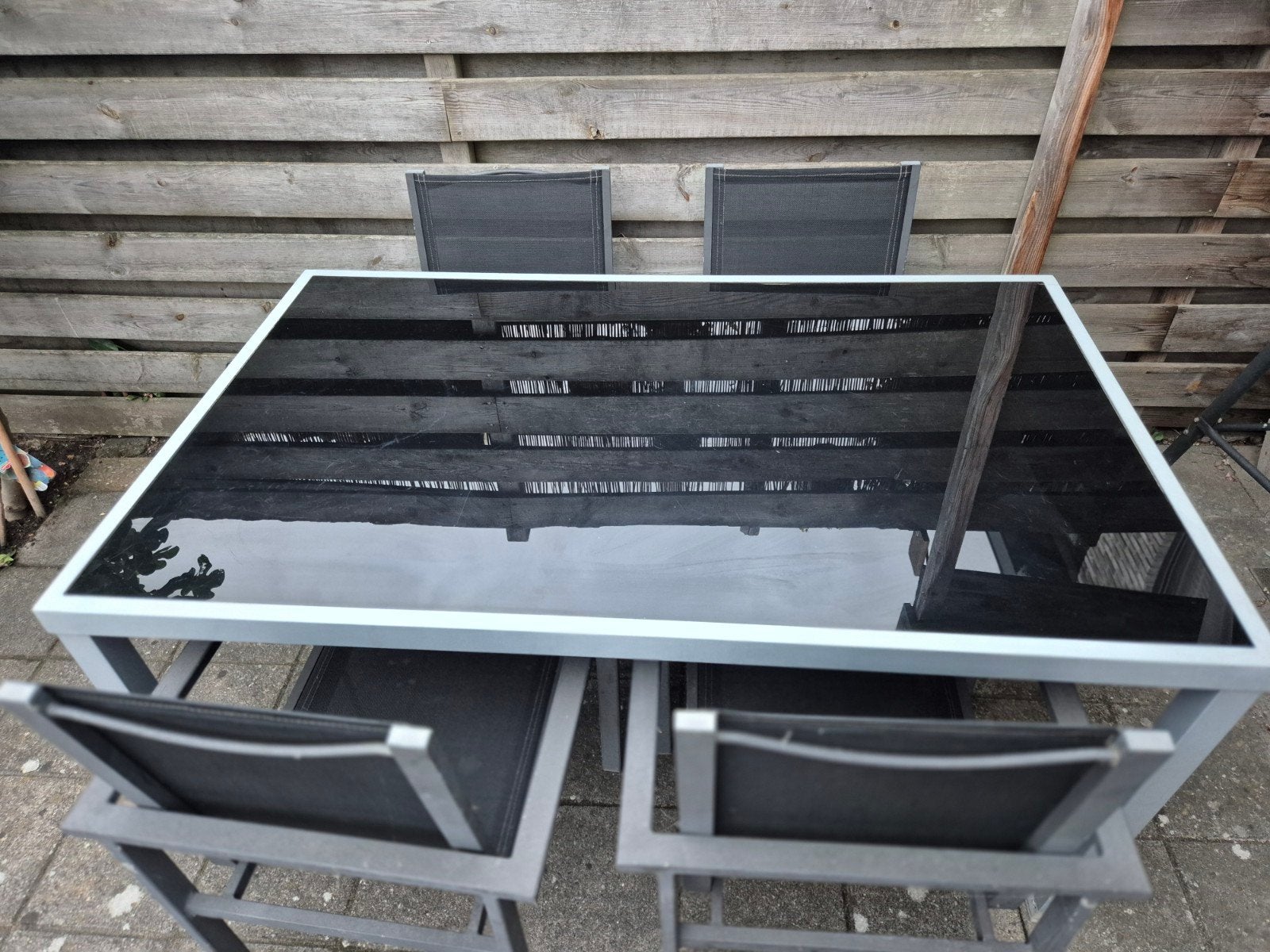 Tuinset met 4 stoelen, Tuin en Terras, Ophalen, 4 zitplaatsen, Gebruikt, Aluminium