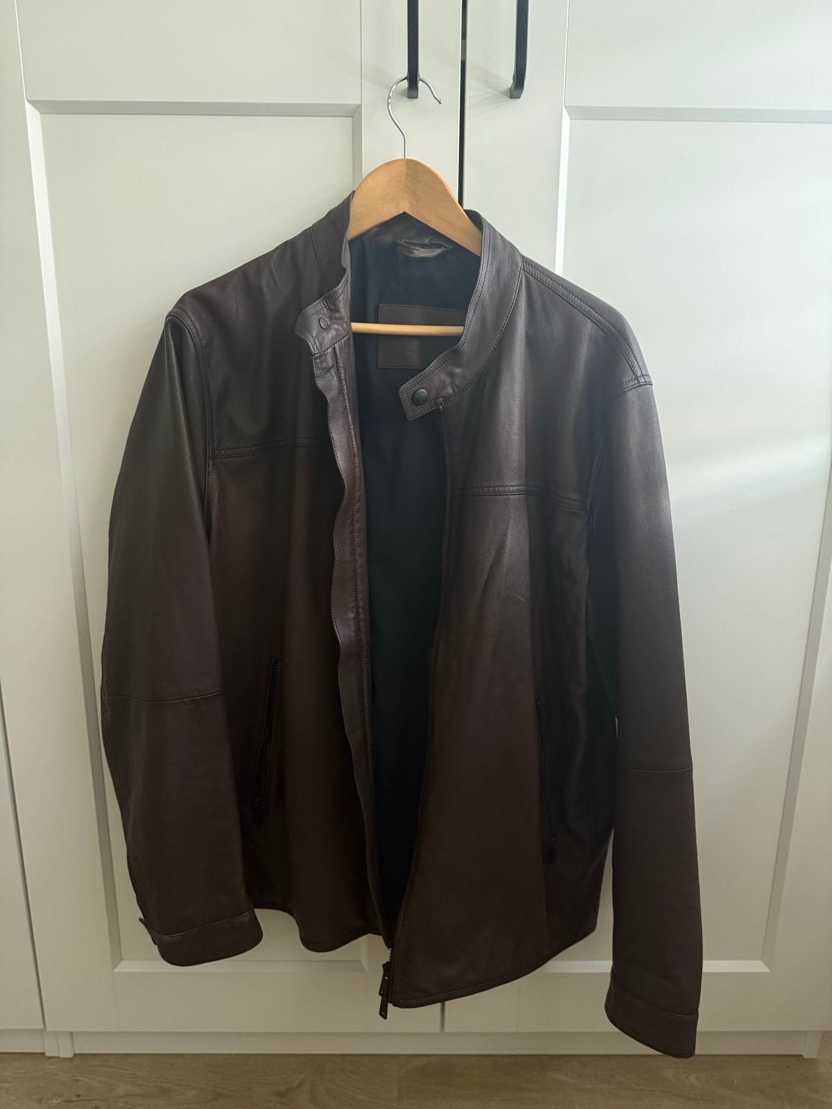 Massimo Dutti Leren Jas, Ophalen of Verzenden, Zo goed als nieuw, Maat 56/58 (XL), Bruin