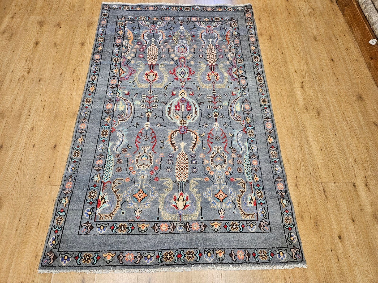Handgeknoopt oosters tapijt loper kazak 194x123, Info@SlatsAntiek.nl, 100 tot 150 cm, Perzisch, Vof Slats Antiek