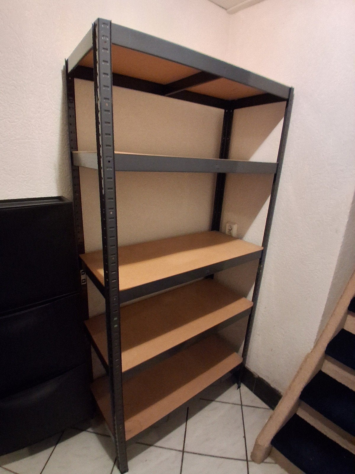 Stevig metalen rek met houten planken, Ophalen of Verzenden