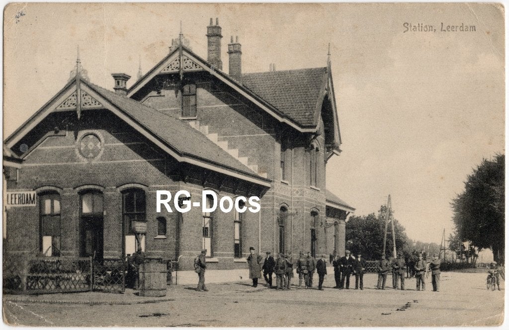 Ansichtkaart Briefkaart Trein Station Leerdam Militairen '17, Ophalen of Verzenden, Voor 1920, Gelopen, Noord-Brabant