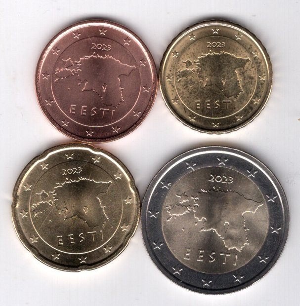 UNC set Estland 2023 - 5 ,10 ,20 eurocent en 2 Euro - UNC, Postzegels en Munten, Munten | Europa | Euromunten, Verzenden, Estland