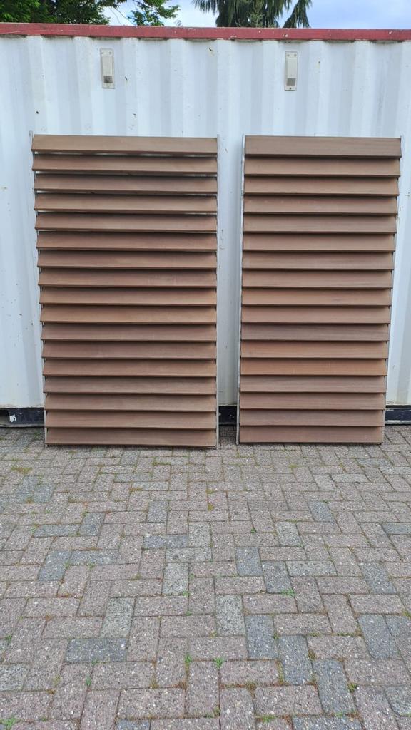 2 nieuwe Shutters RVS met ayous hout, Ophalen, Nieuw, Hout, 150 tot 200 cm