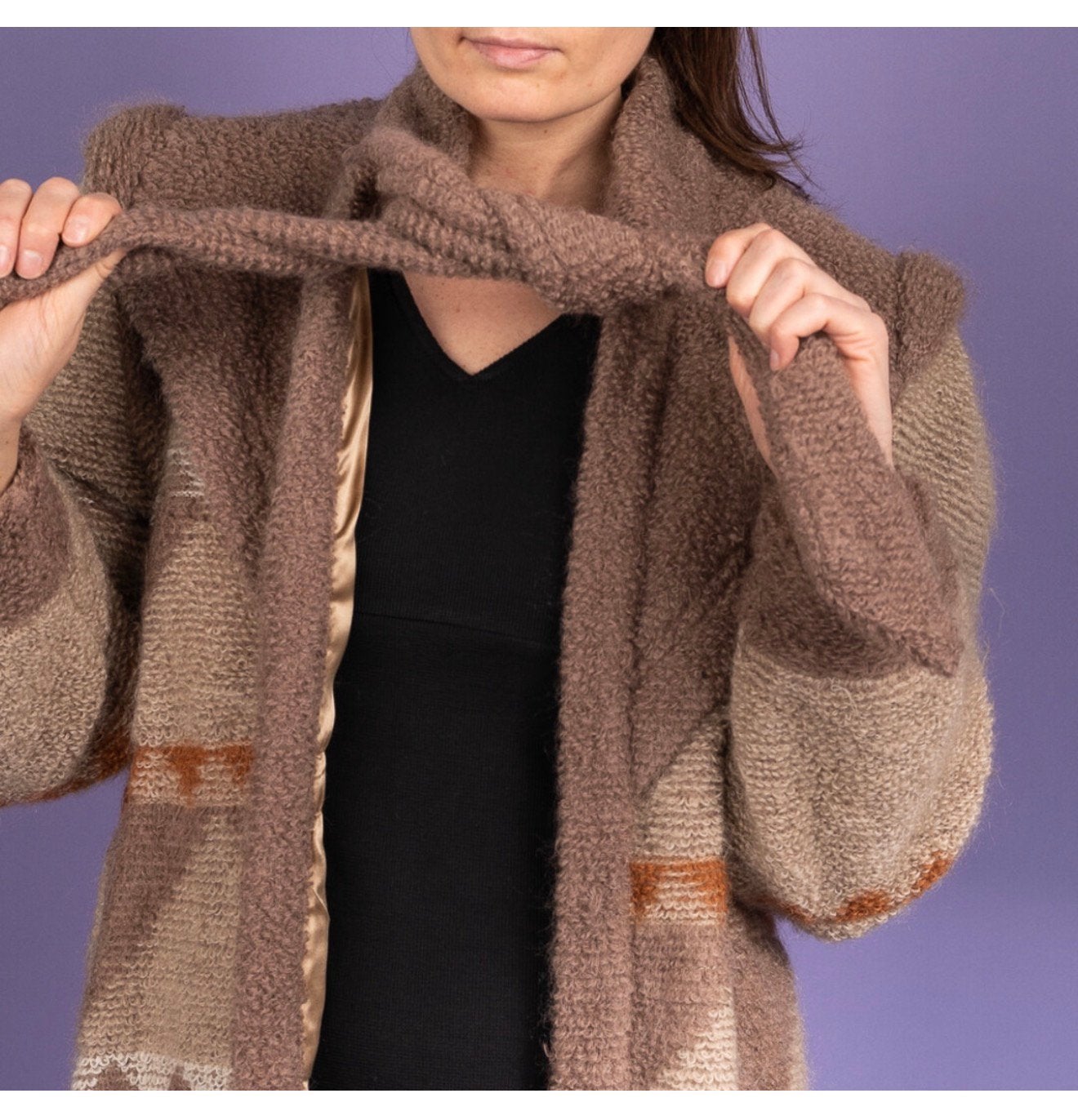 Escada Mohair Jacket vintage trendy Coat CARDIGAN western, Bruin, Maat 42/44 (L), Ophalen of Verzenden, Zo goed als nieuw