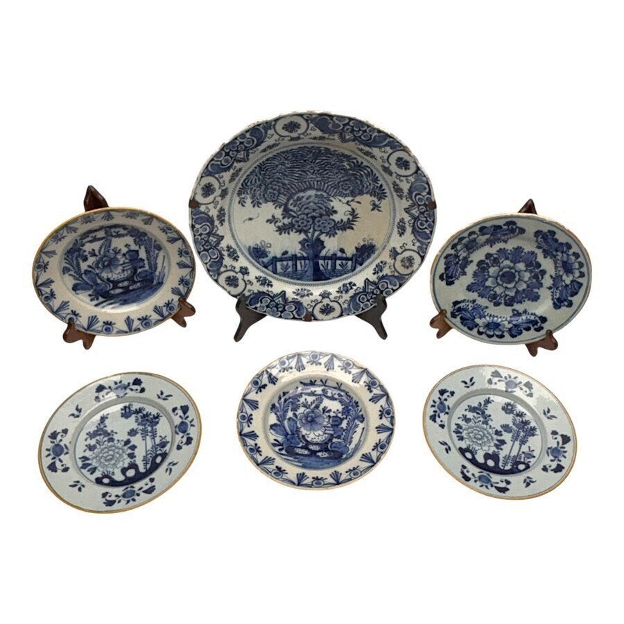 Lot 18e eeuwse Delfts aardewerken borden en schotels (6x), Ophalen of Verzenden