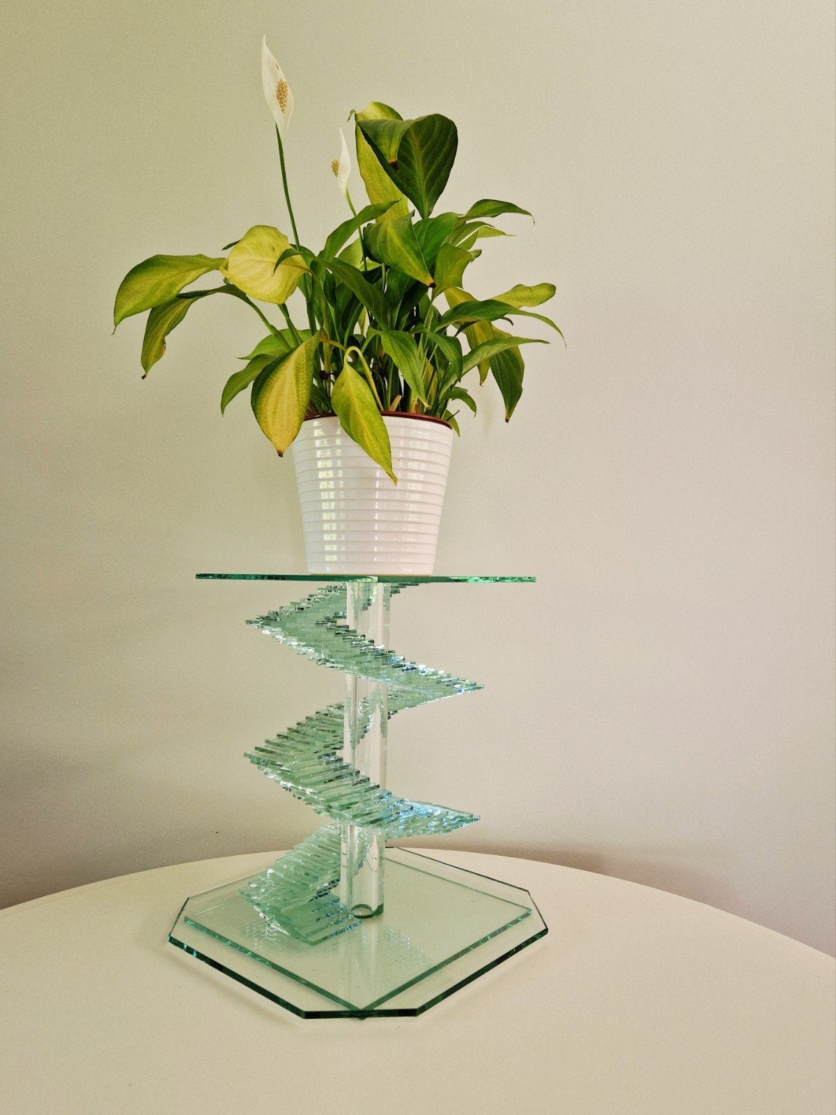 Uniek Italiaans Design Bijzettafeltje van Glas, Ophalen, 32 cm, Object, Glas
