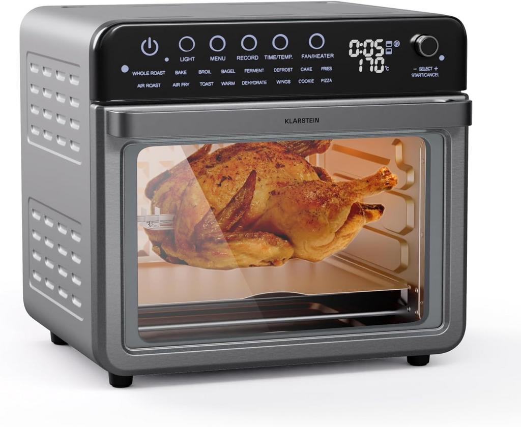 Klarstein Heteluchtfriteuse 34L - XXL Airfryer Oven, Ophalen of Verzenden, Zo goed als nieuw, Airfryer XXL, 1500 gram of meer