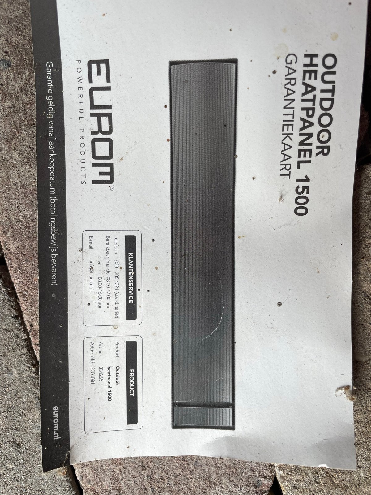 Eurom Outdoor Heatpanel 1500 - Zo goed als nieuw, Ophalen, Zo goed als nieuw