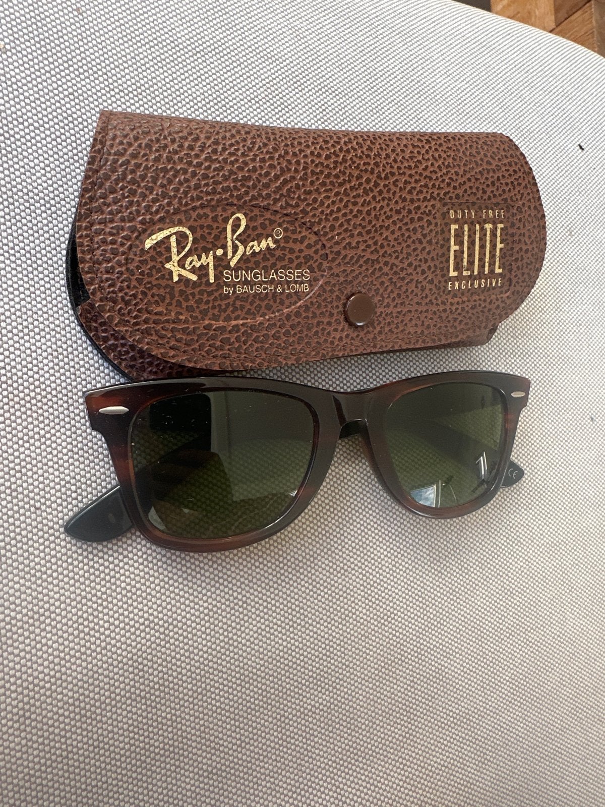 Ray-Ban Wayfarer elite Zonnebril met Bausch & Lomb glazen, Zonnebril, Bruin, Ophalen of Verzenden, Zo goed als nieuw