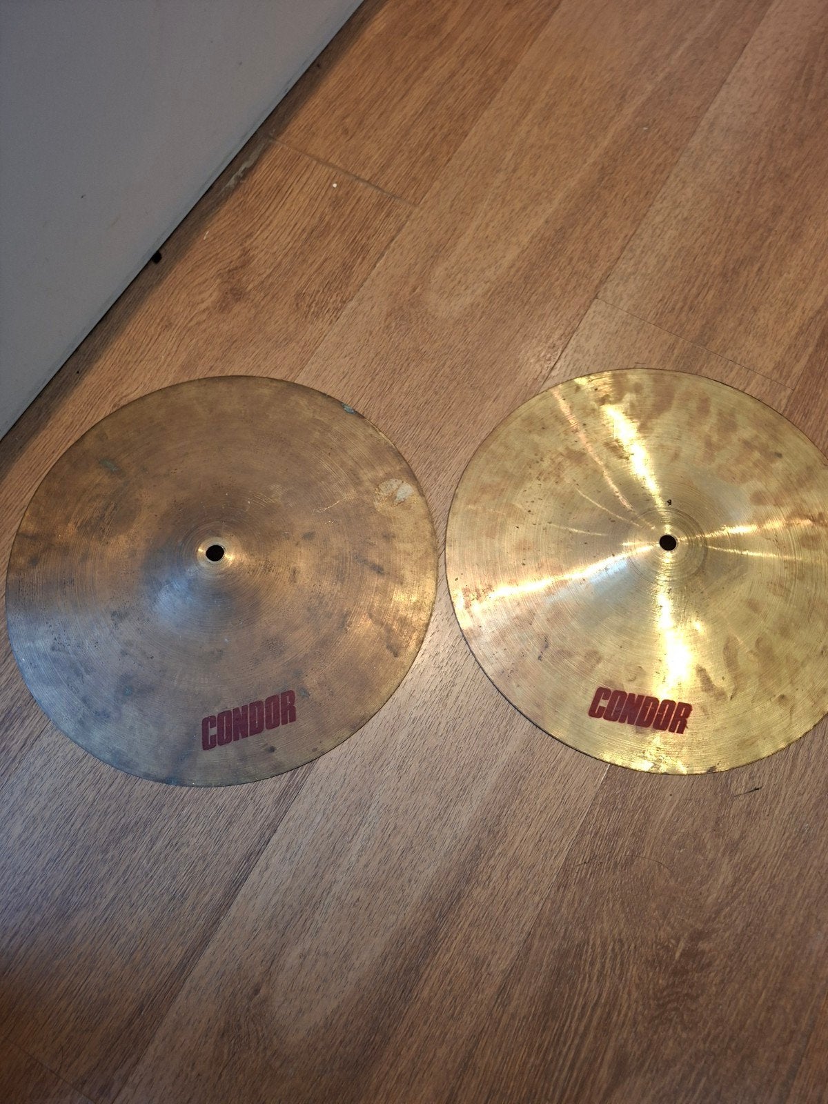 Condor 13 inch hihat bekken cymbal set voor drumstel, Ophalen of Verzenden, Gebruikt, Drums of Percussie
