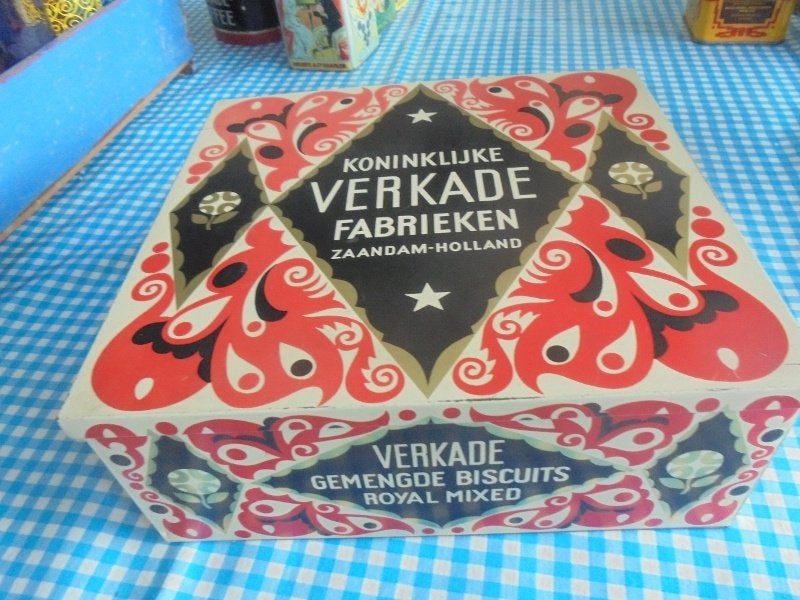 Vintage koektrommel Verkade fabrieken, Ophalen of Verzenden, Gebruikt, Koek(jes), Verkade