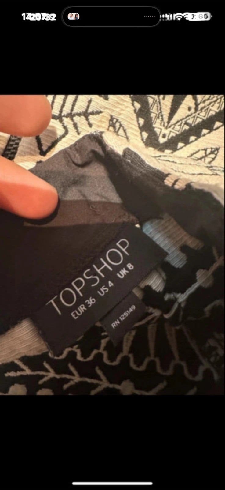 Topshop mini rok met patroon, maat 36, Meerkleurig, Ophalen of Verzenden, Zo goed als nieuw, Maat 36 (S)