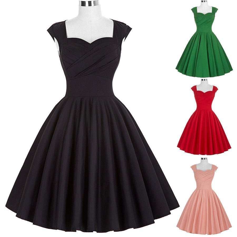 Vintage avondjurk (jurkje zomer lente rood roze pinup retro), Verzenden, Nieuw, Overige kleuren, Knielengte