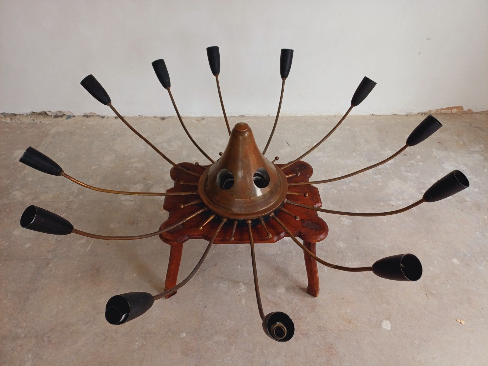 unieke vintage bronzen lamp luster, Ophalen, Eén