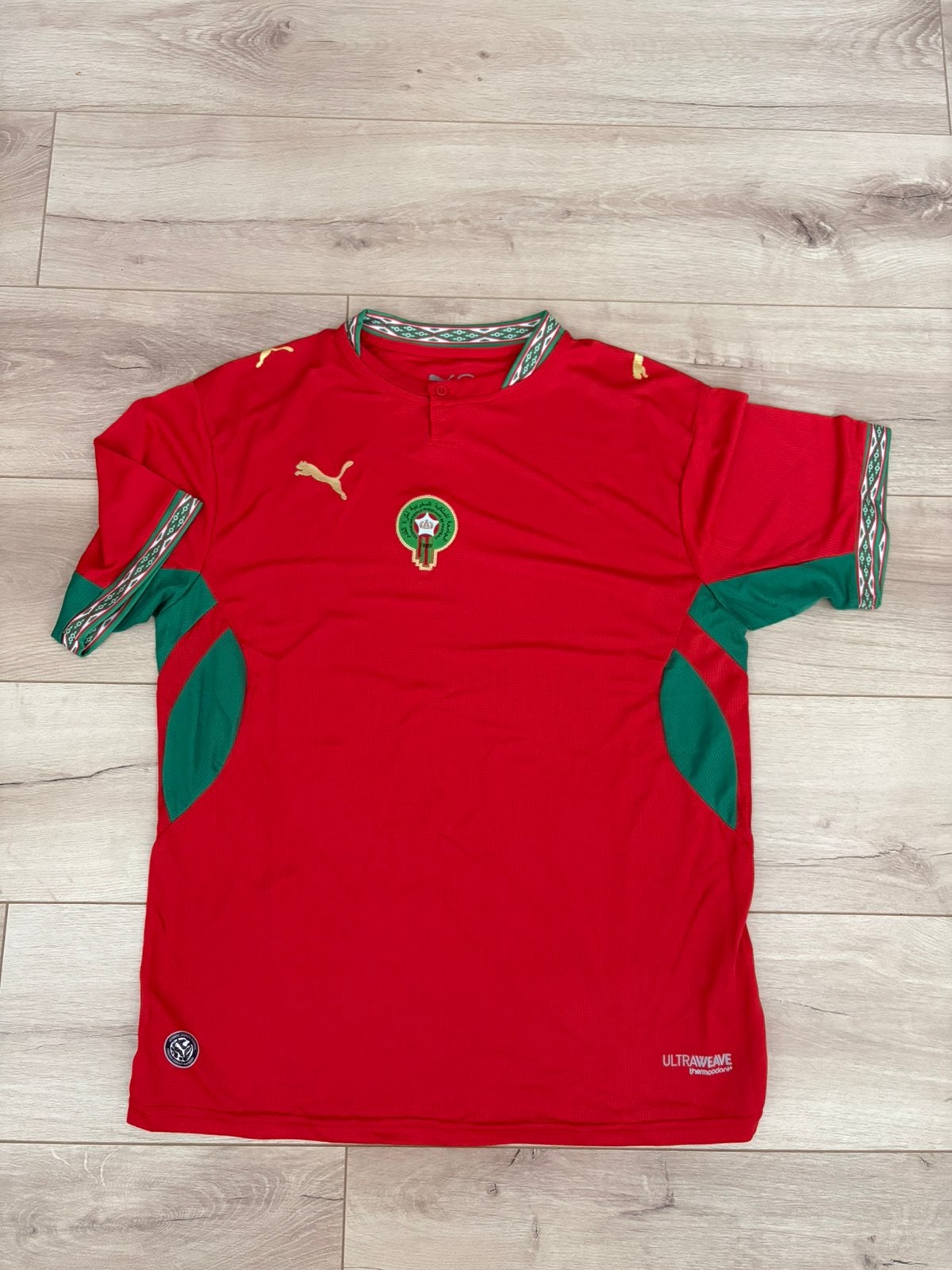 Marokkaanse voetbalshirt WK rood L, Kleding | Heren, Ophalen of Verzenden, Nieuw, Maat 52/54 (L), Rood