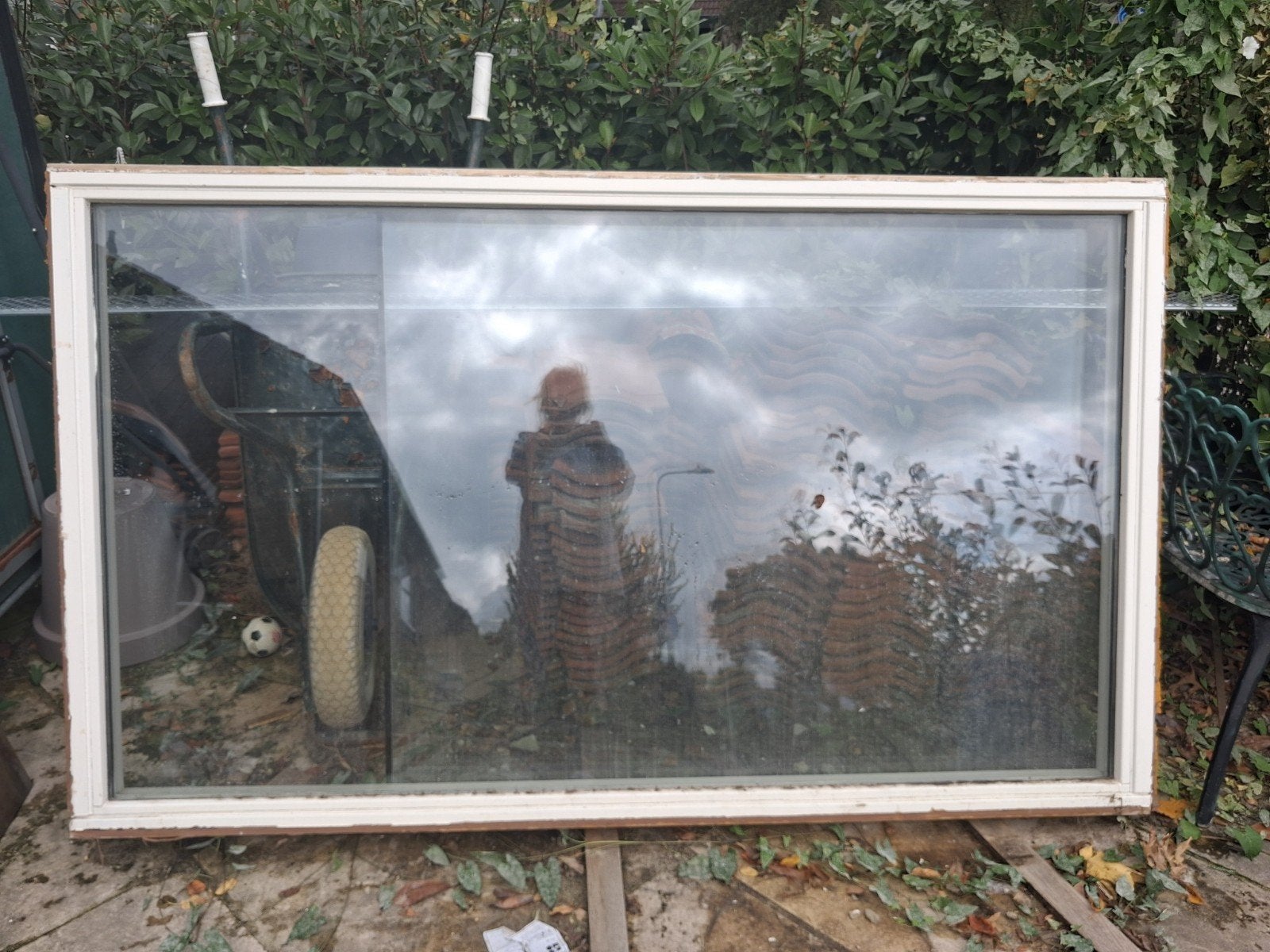 GRATIS Hardhouten kozijn met dubbel glas (112x187.5x9 cm), Gebruikt, 120 cm of meer, Overige typen, Minder dan 200 cm
