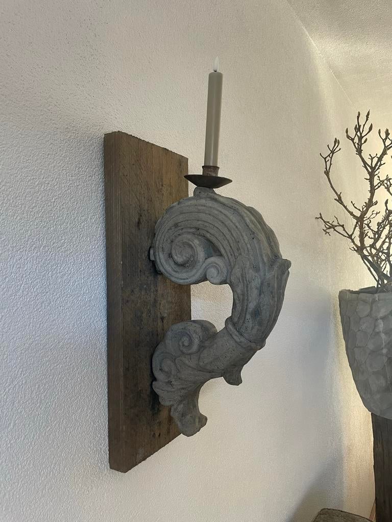 Massieve oorkandelaar op hout -  Il Cupido - 2 stuks, Ophalen, Overige materialen, 50 tot 75 cm, Zo goed als nieuw