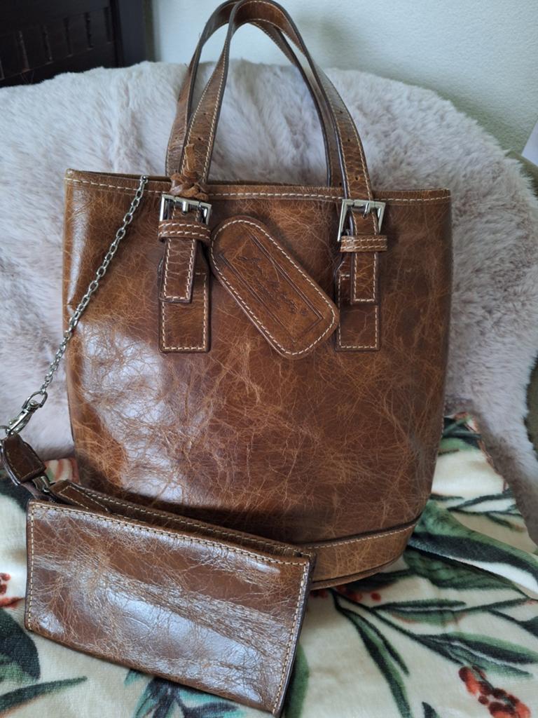 Bruine leren tas van Joan mc Cathy, nieuw staat, Ophalen of Verzenden, Zo goed als nieuw, Bruin, Shopper