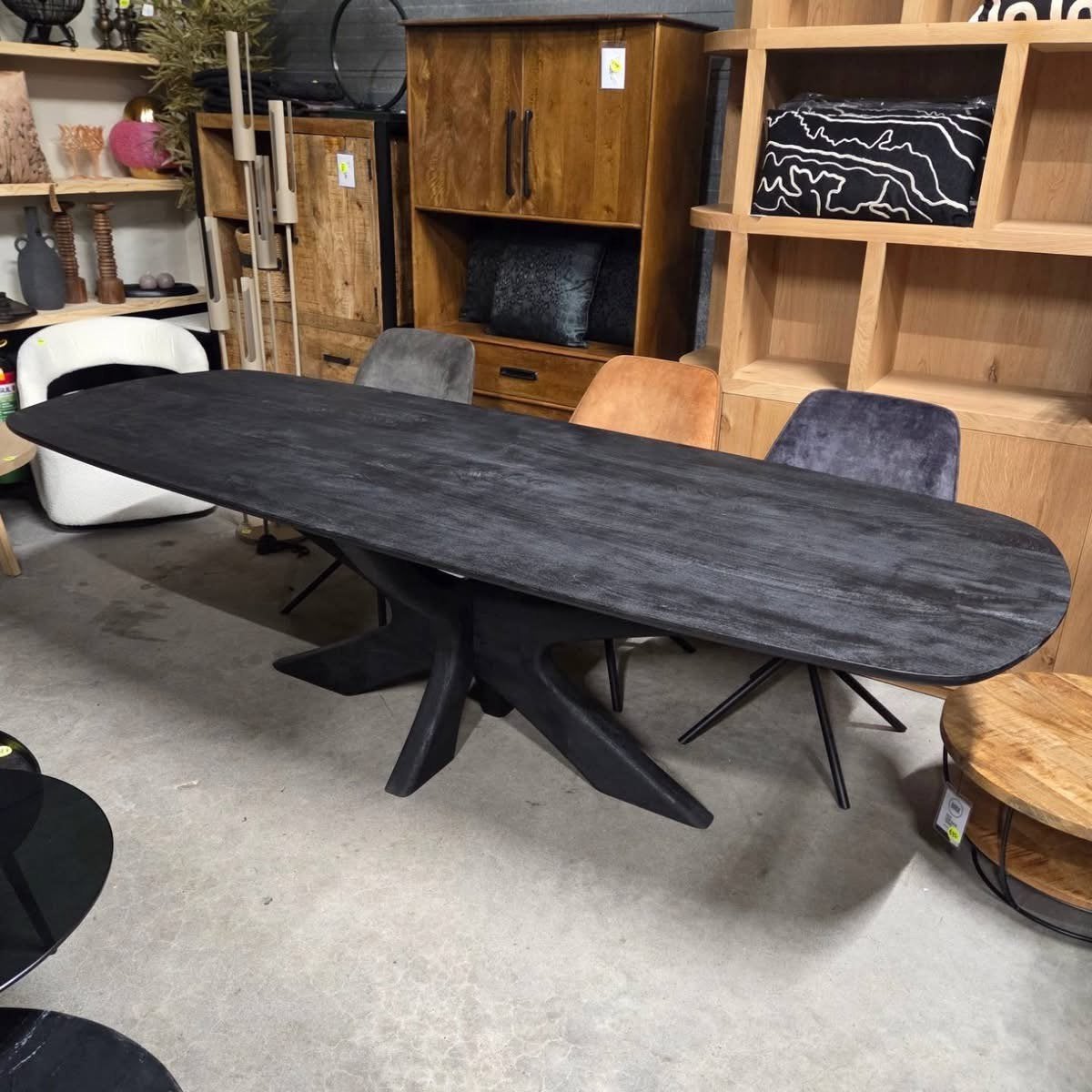 Deens Ovale Eettafel Mabel Mangohout 250cm Zwart van Sohome, Ophalen, Sohome, 100 tot 150 cm, Sohome