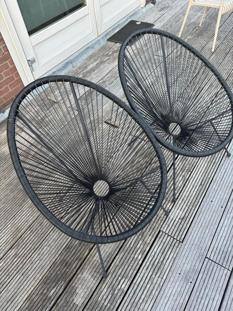 Set van 2 zwarte Acapulco stoelen, Tuin en Terras, Ophalen, Zo goed als nieuw, Kunststof