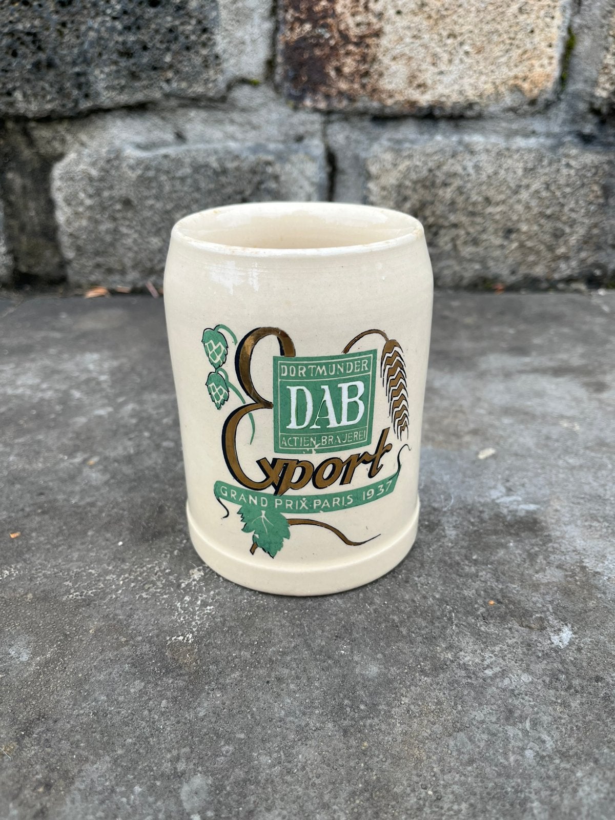 Vintage keramische 0,5 liter DAB Export bierpul uit 1937, Verzamelen, Biermerken, Ophalen of Verzenden, Gebruikt, Pul(len), Overige merken