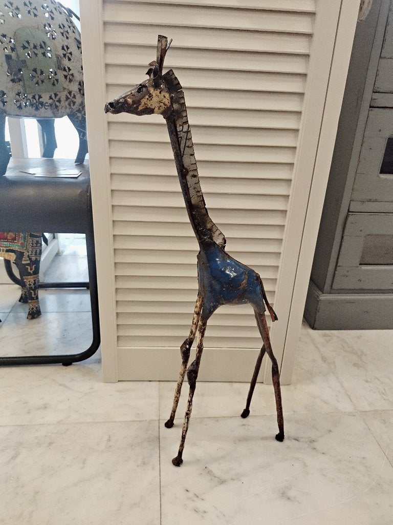 Metalen giraf uit Zimbabwe, Zoogdier, Beeld, Metaal, 50 - 100 cm