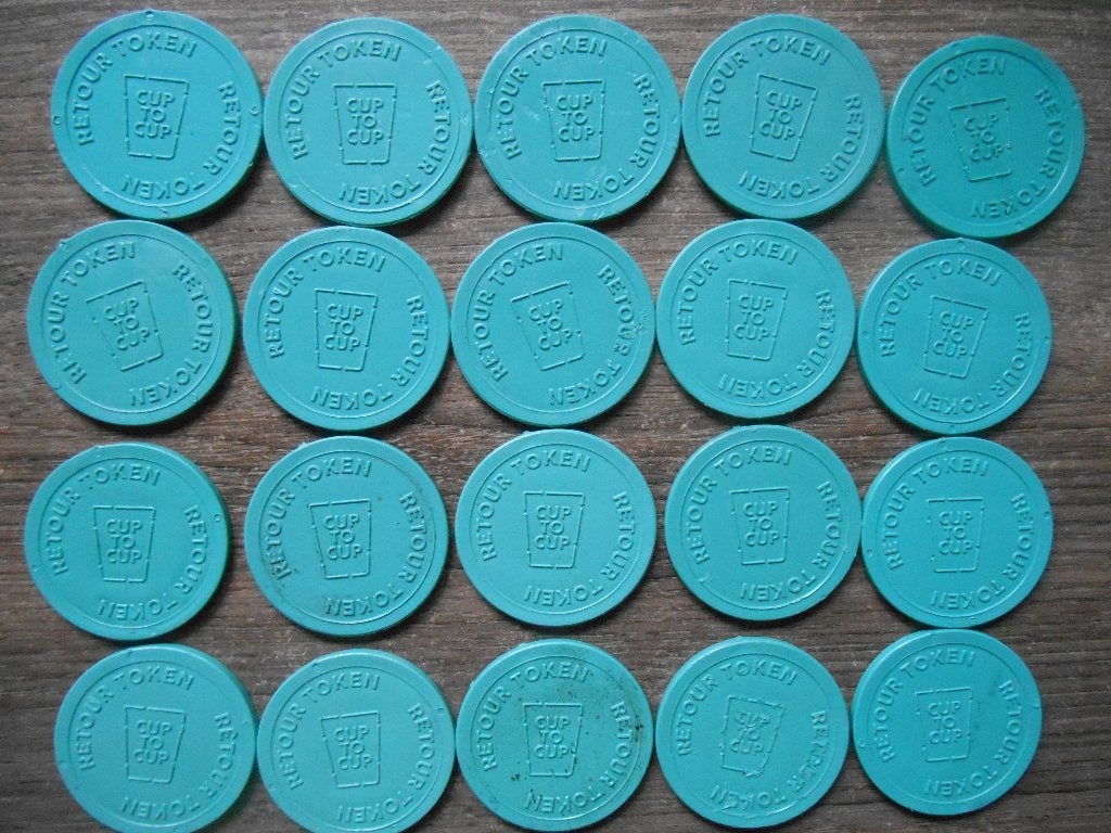 Retour tokens cuptocup 0,50 euro per stuk, Postzegels en Munten, Penningen en Medailles, Overige materialen, Nederland, Ophalen of Verzenden