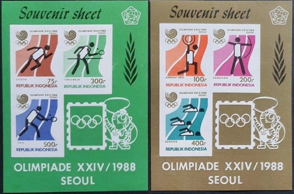 INDONESIË 1988 Olympische Spelen Blokjes, Ongetand, Michel:, Verzenden, Postfris, Sport