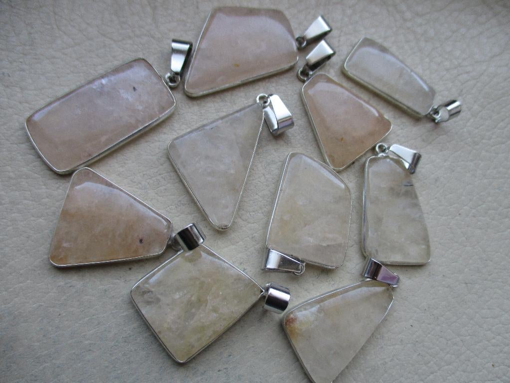 partij watermeloen quartz natuursteen hangers, Nieuw, Ophalen of Verzenden, Met edelsteen, Zilver