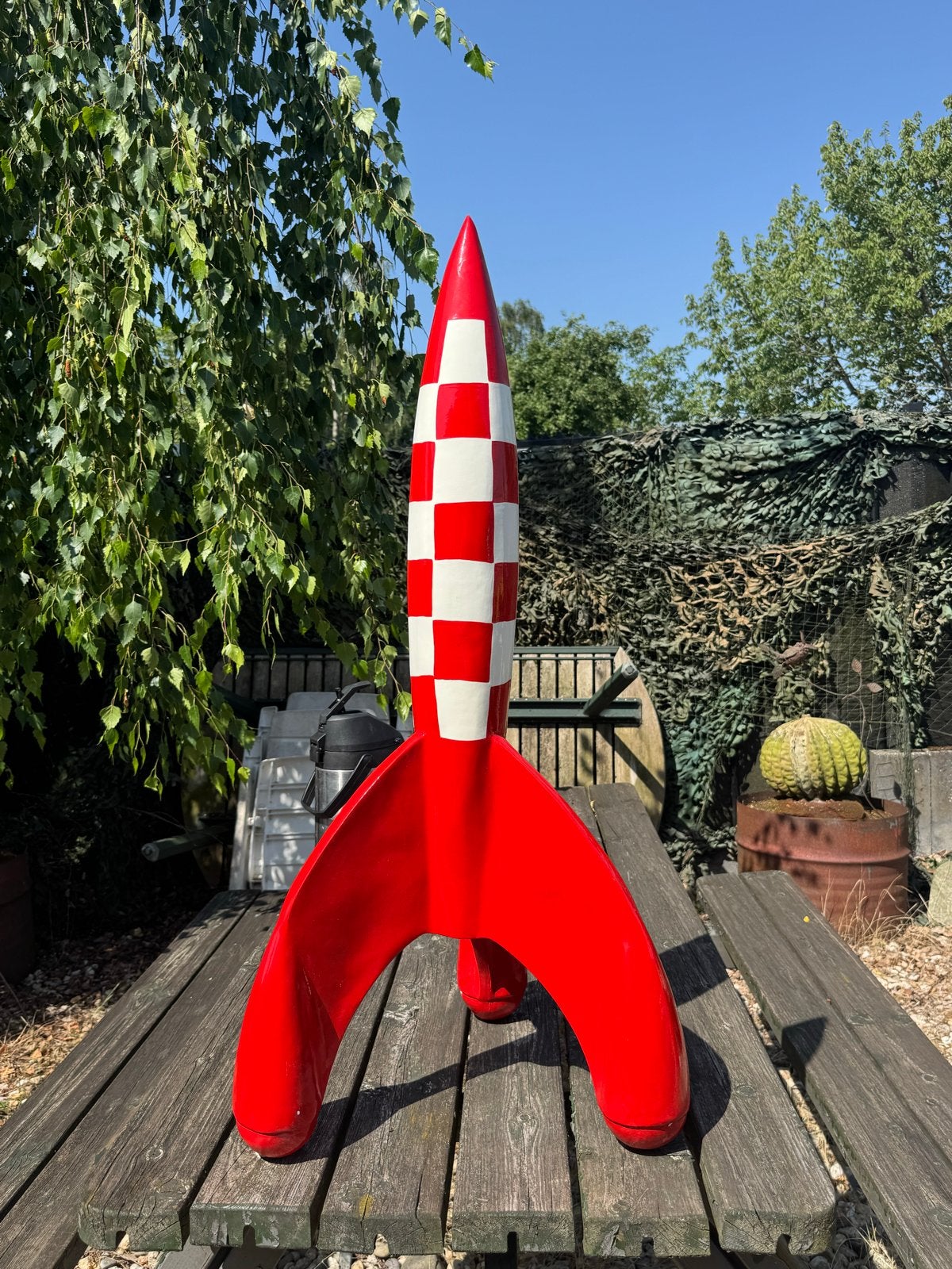 Tintin Raket Beeld - Rood en Wit Geblokt, Beeld, Ophalen of Verzenden, Rood, 100 cm