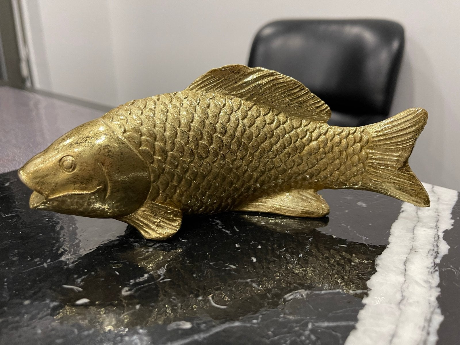 Gouden decoratieve vis, Ophalen of Verzenden, Zo goed als nieuw, Goud, Metaal