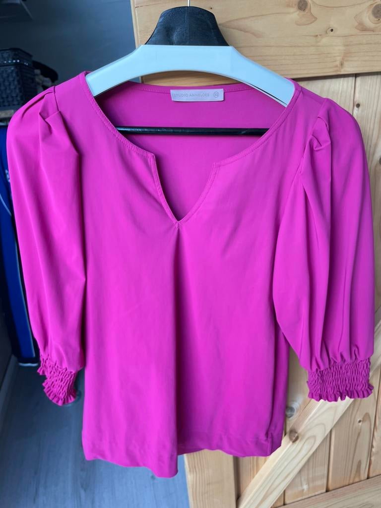 Studio Anneloes shirt Bailey XS fuchsia roze, Verzenden, Zo goed als nieuw, Korte mouw, Roze