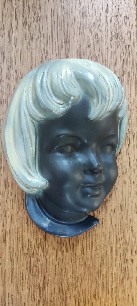 Vintage wandmasker, keramieken kinderhoofdje Cortendorf, Verzamelen, Ophalen of Verzenden, Gebruikt