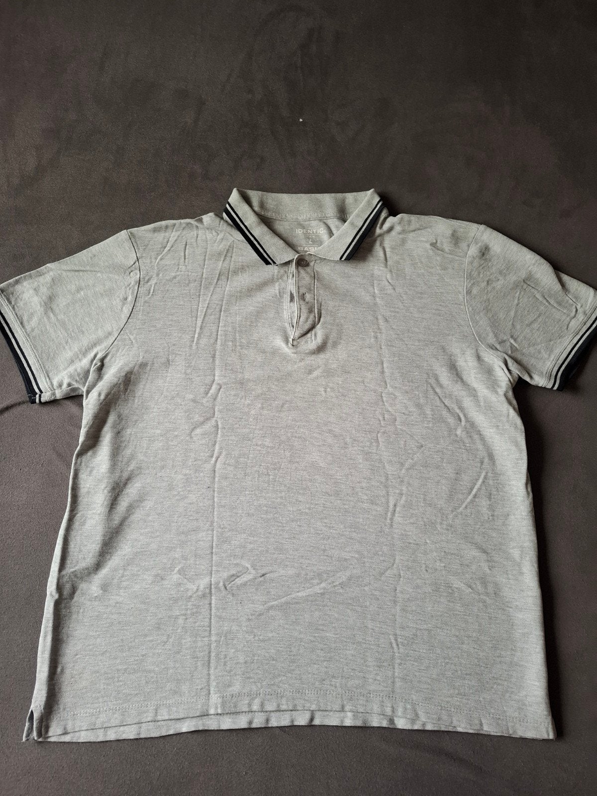 Grijze polo met strepen, maat L, Ophalen, Maat 52/54 (L), Identic Basic, Zo goed als nieuw