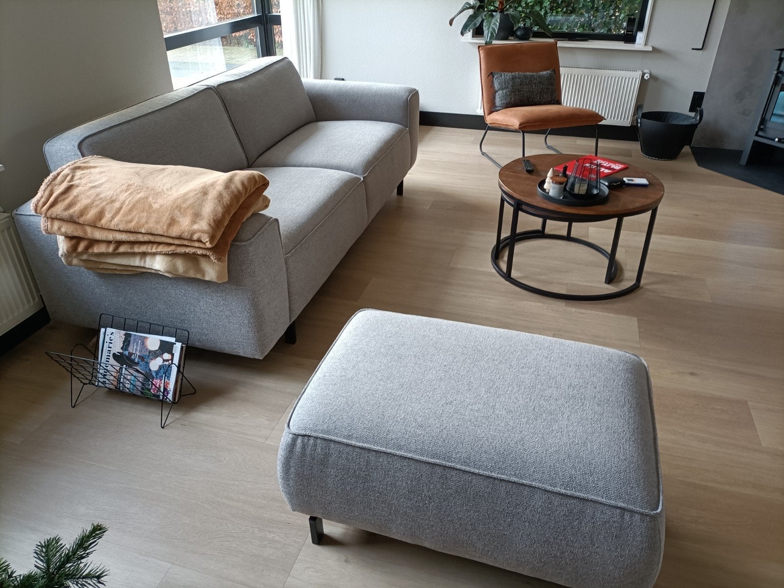 Inhouse bank met hocker, Ophalen of Verzenden, 75 tot 100 cm, Stof