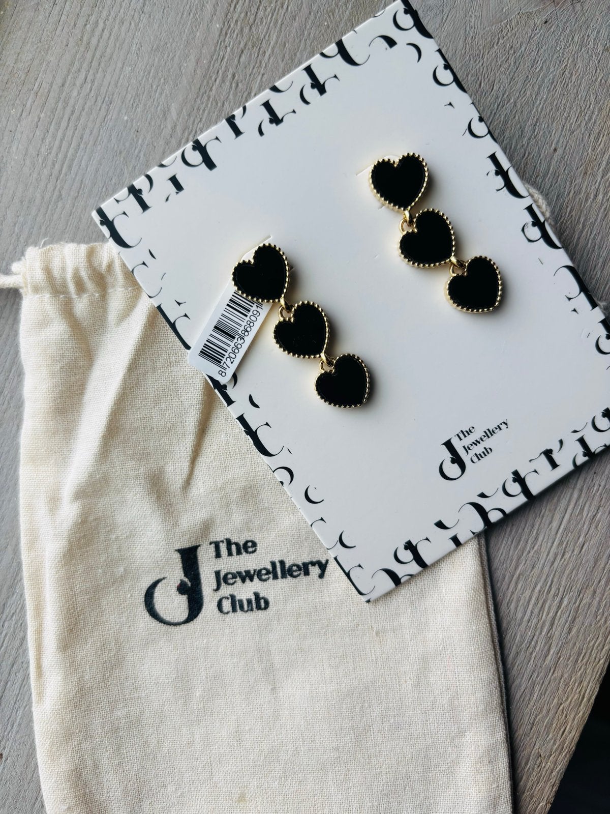 Oorbellen van The Jewellery Club - Zwarte Hartjes, Overige materialen, Hangers, Zwart, Nieuw
