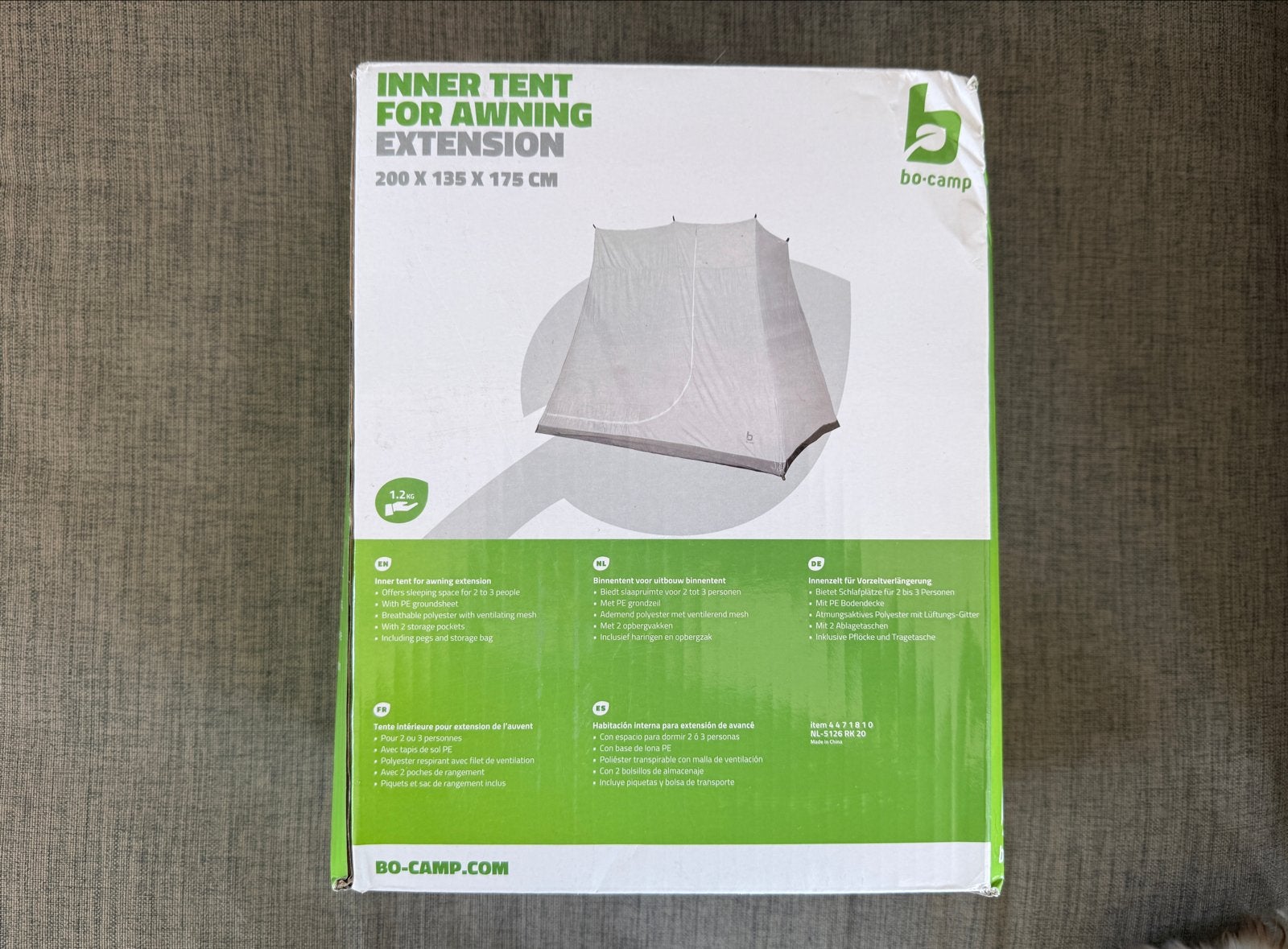 Bo-camp binnentent 200x135x175 cm - Nieuw in verpakking, Caravans en Kamperen, Tenten, Ophalen, Nieuw, Tot en met 3